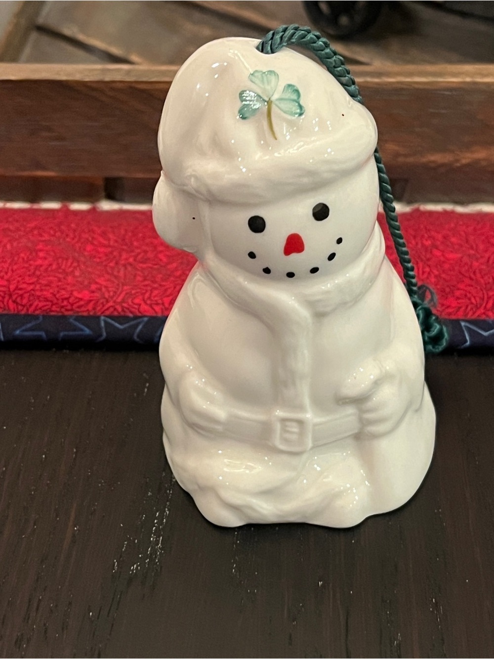 Belleek Santa Snowman Bell Ornament